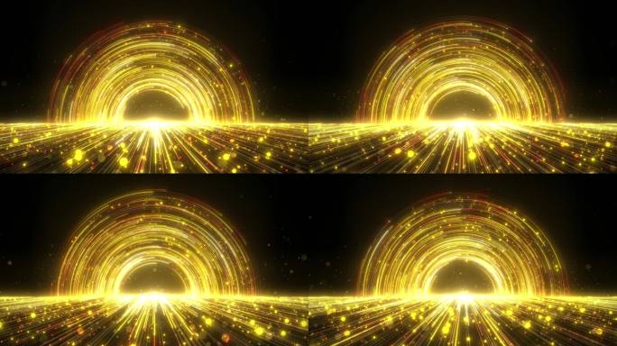 4k金色拖尾粒子地面射线星轨无缝循环
