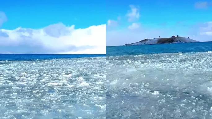 赛里木湖风景蓝天白云视频素材