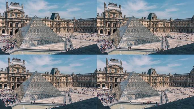 法国巴黎卢浮宫延时摄影4K