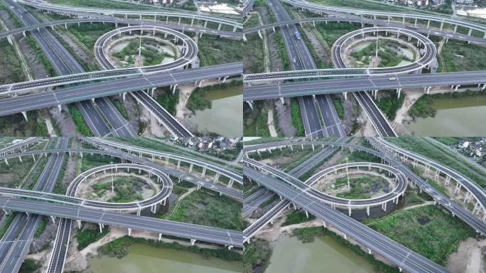 浙江高速公路大型枢纽互通高架桥实拍原素材