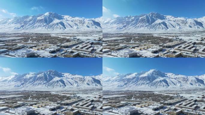 新疆喀什帕米尔高原雪山下的塔县风光