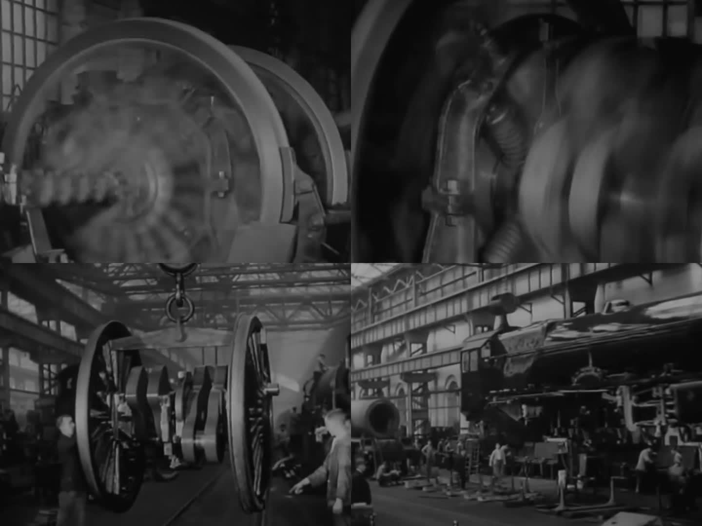 50年代机车厂 火车车轮组装 火车轮安装