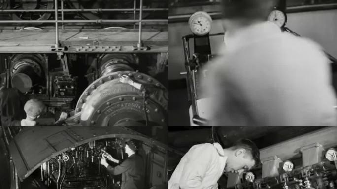 50年代火车检修 蒸汽机车性能检查