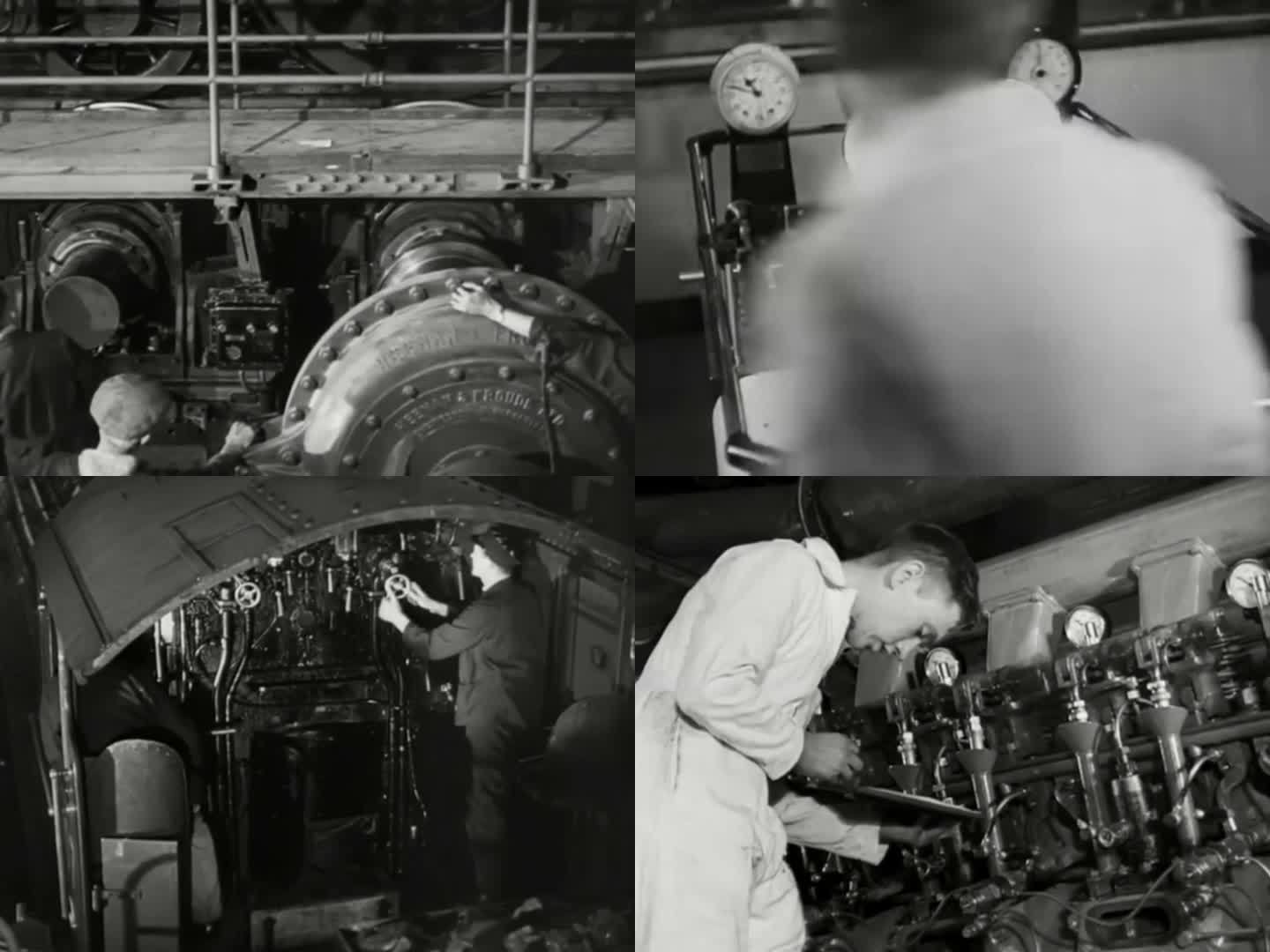50年代火车检修 蒸汽机车性能检查