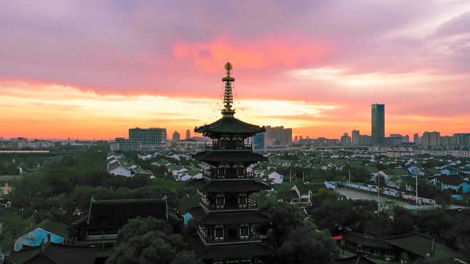 苏州寒山寺日出朝霞