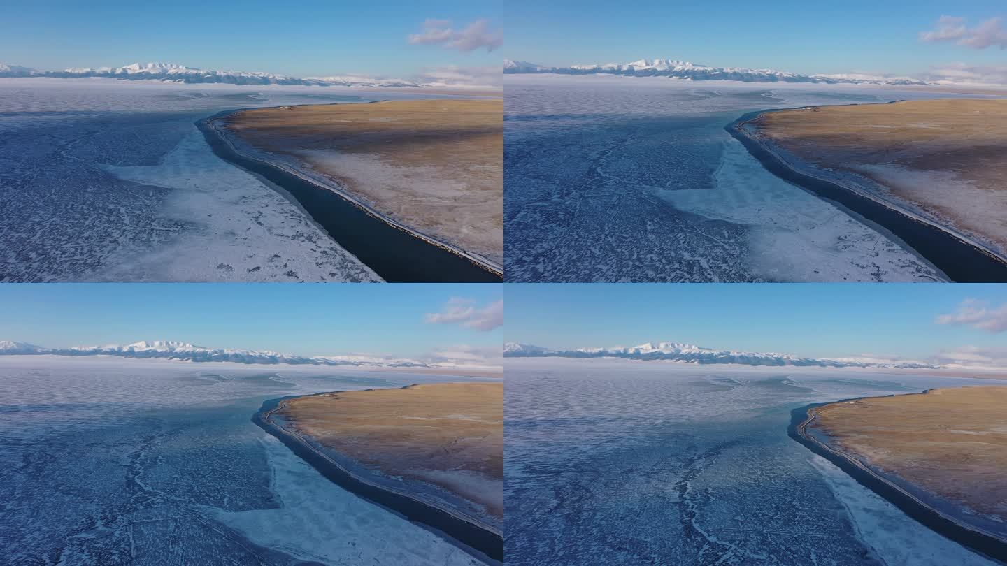 新疆赛里木湖雪日出航拍
