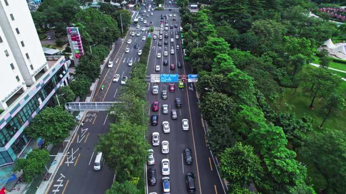 早高峰交通堵车拥挤车流交通路网（4K）