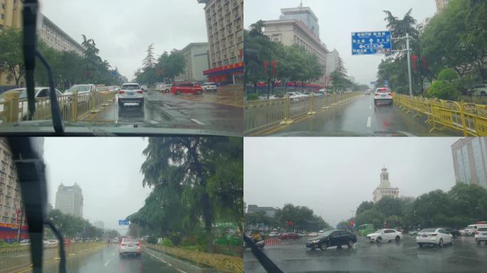 路面雨水天气刹车灯 雨季雨天汽车