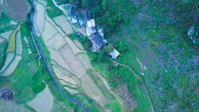 山区扶贫 航拍山区村落 旧山村