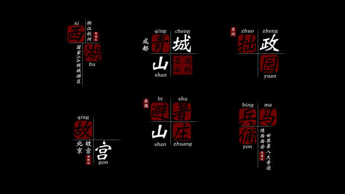 简约地名角标风景地点字幕条（无插件）