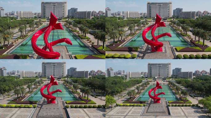 东莞市政府广场2.7K高清航拍视频