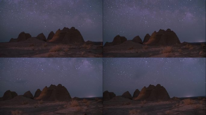 沙漠上的奇山火星山星空延时摄影短视频素材