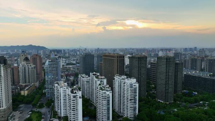 航拍浙江省杭州市城市风光