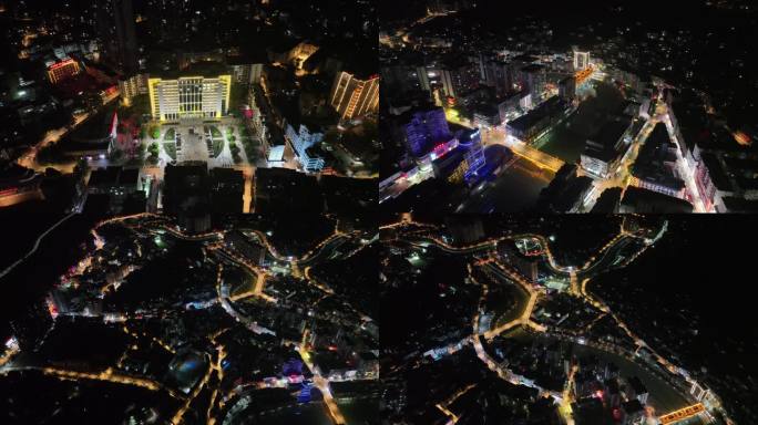 鹤峰地标大景夜景4K航拍