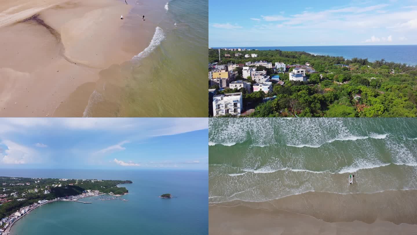 航拍涠洲岛海边夏日海岛海边