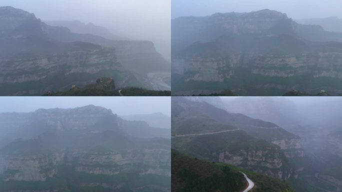 4K航拍​河南安阳林州太行大峡谷大雾