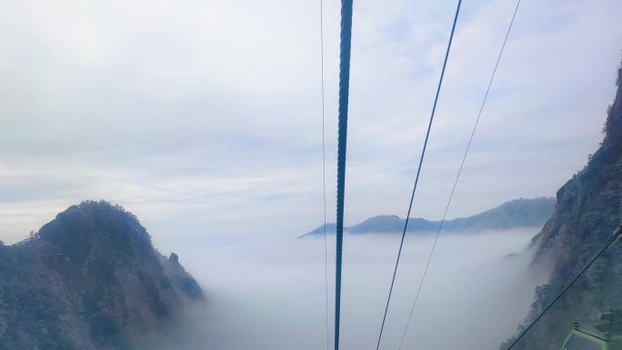 安徽黄山索道缆车雪山美景风景视频素材44