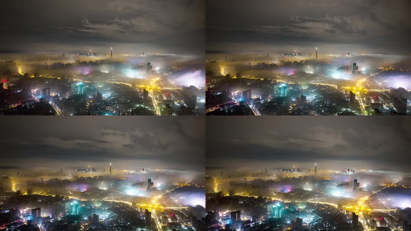 【4K正版素材】广州夜景低空穿云航拍延时