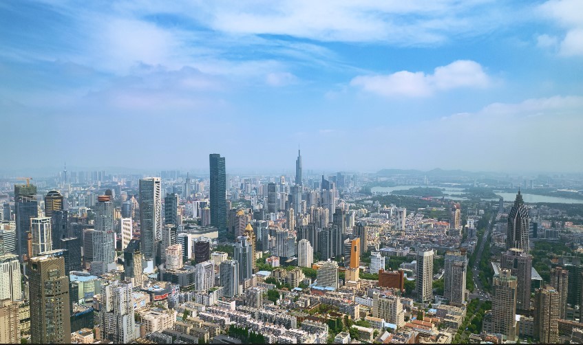 长三角城市南京航拍延时素材4K