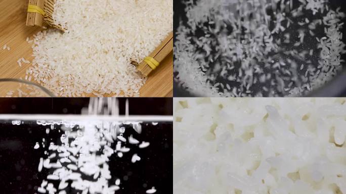 大米特写蒸米饭过程展示