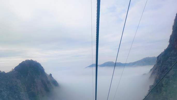 安徽黄山索道缆车雪山美景风景视频素材40