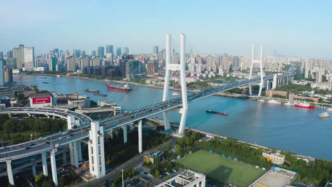 上海南浦大桥 城市立交桥 城市车流