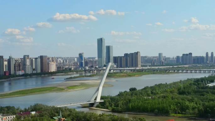 哈尔滨太阳岛航拍自然风光城市宣传片
