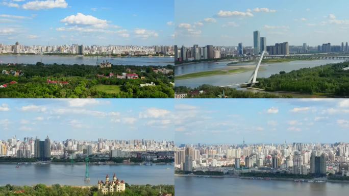 哈尔滨太阳岛航拍自然风光城市宣传片