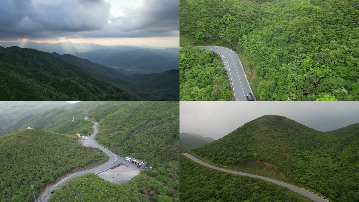 4K乡村农村山村自然风光车辆在山路行走