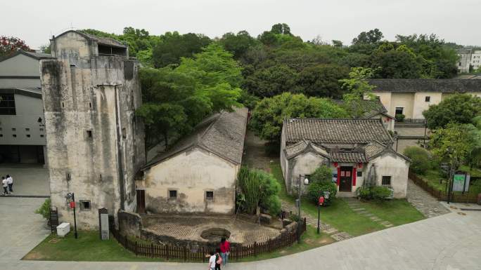 观澜版画村 版画基地 碉楼 航拍古建筑