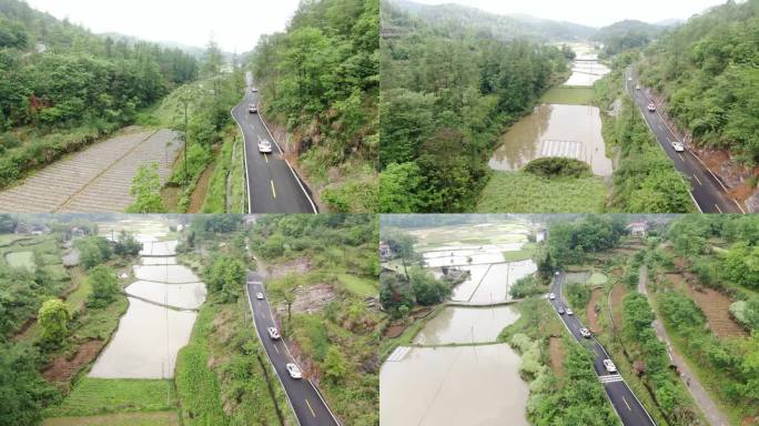 警车在农村公路上行驶