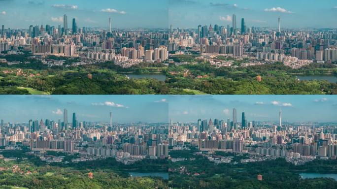 广州城市大景蓝天白云延时