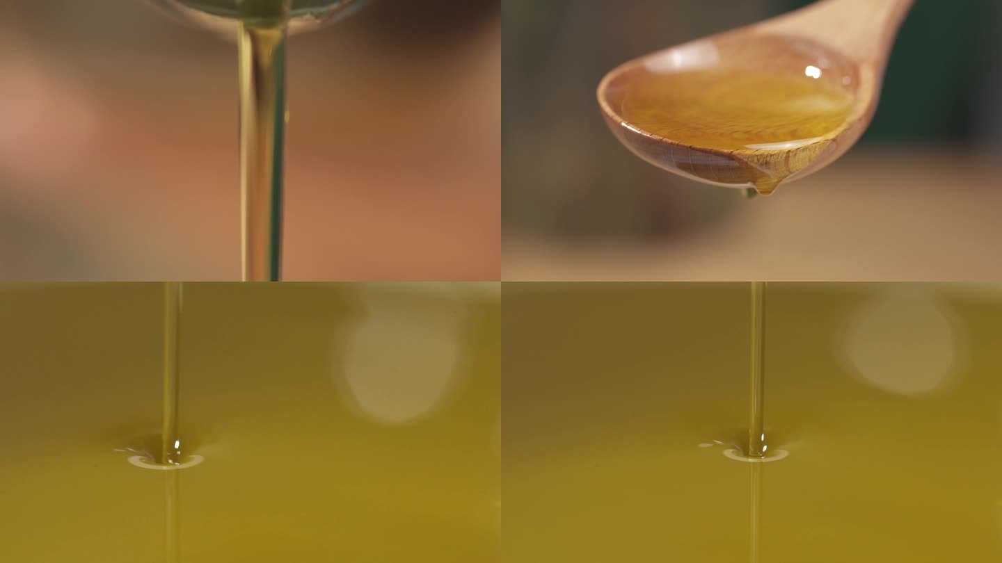 橄榄油倒油特写画面