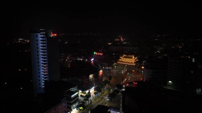 航拍建水临安酒店夜景