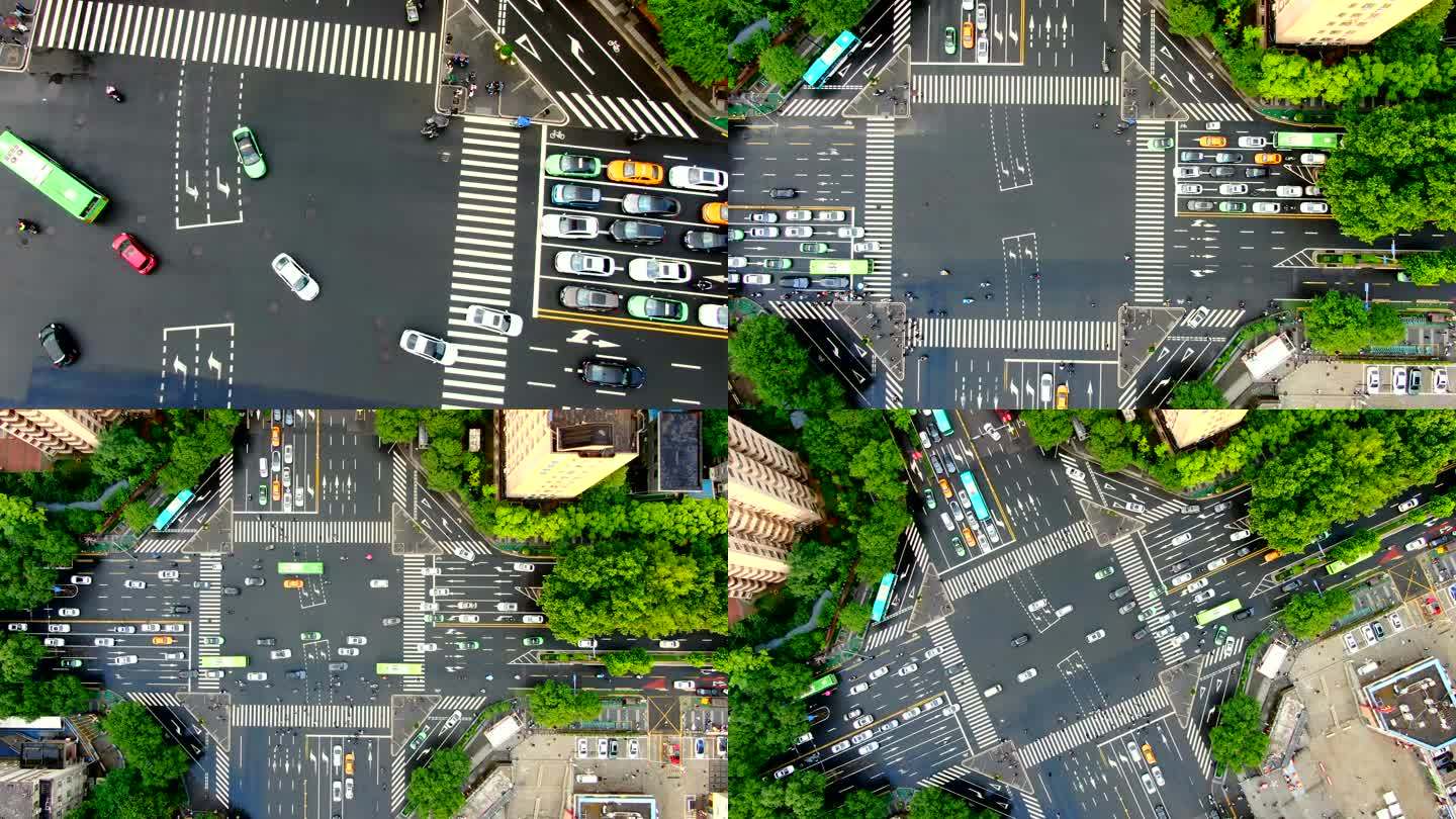 城市街道交叉口的T/L无人机视角