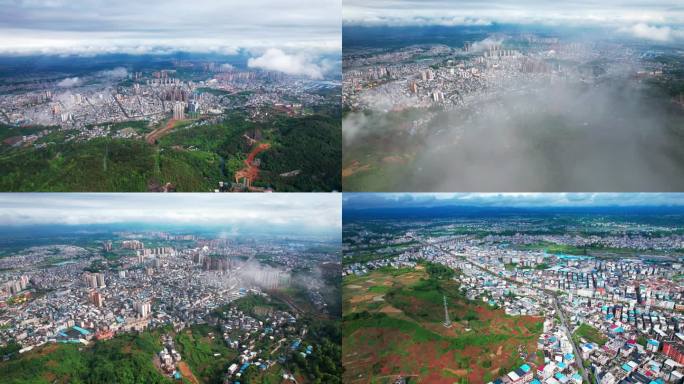 来凤县城市大景城市远景4K航拍