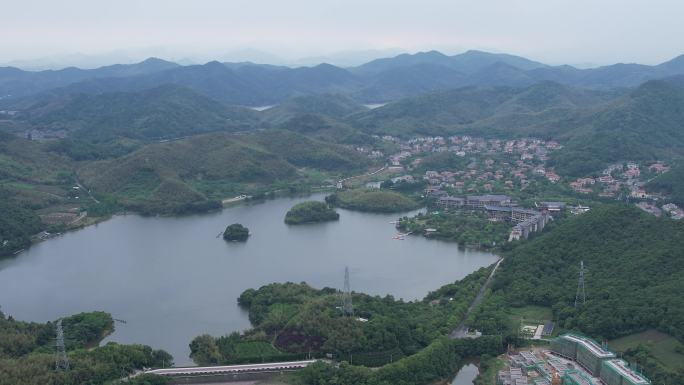 浙江宁波九龙湖开元度假村航拍风景