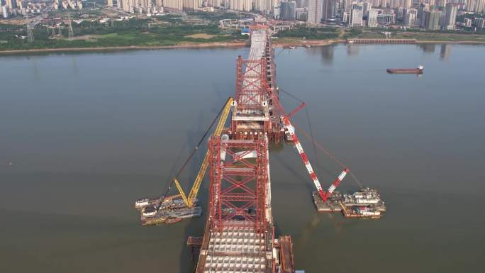 南昌九龙湖复兴大桥建设航拍1