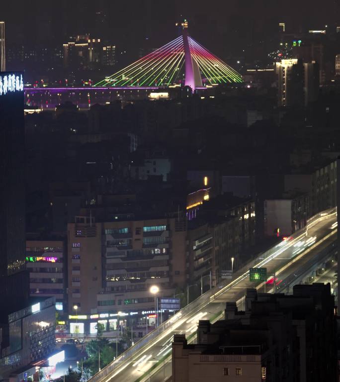 竖屏 城市夜景车流延时