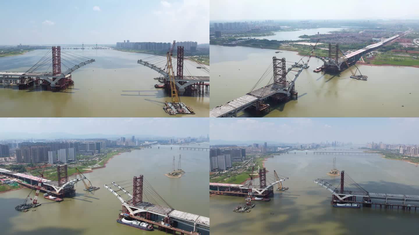 南昌九龙湖复兴大桥建设航拍2