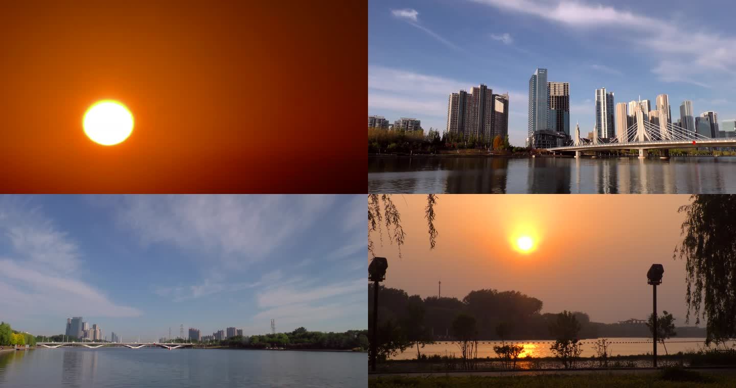 北京通州运河商务区城市副中心日出太阳特写