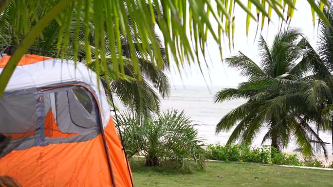 原创4k海滩户外 帐篷营地 露营 旅行