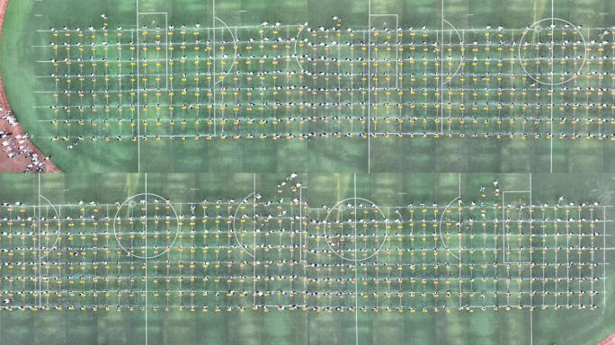 河南许昌长葛双语实验学校大课间运动航拍