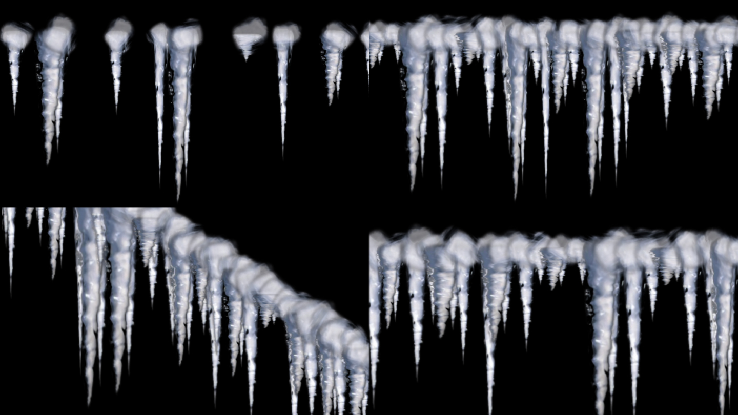 4K融冰流淌形成的冰锥视频素材含透明通道