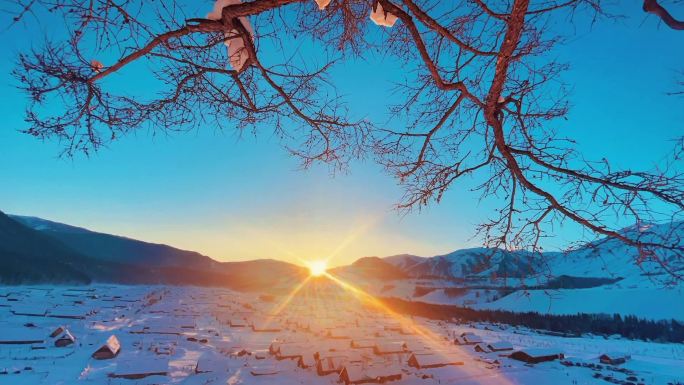 雪乡日落延时模板