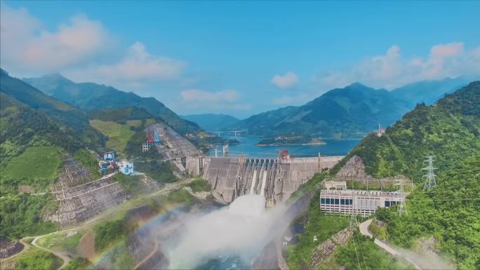 天峨龙滩水电站泄洪航拍