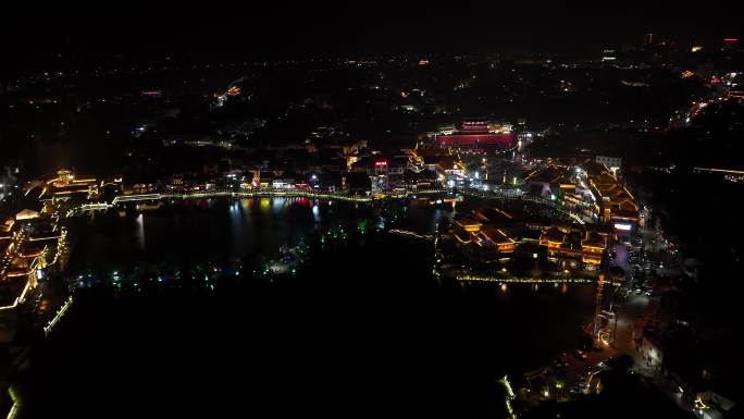 航拍建水小桂湖夜景