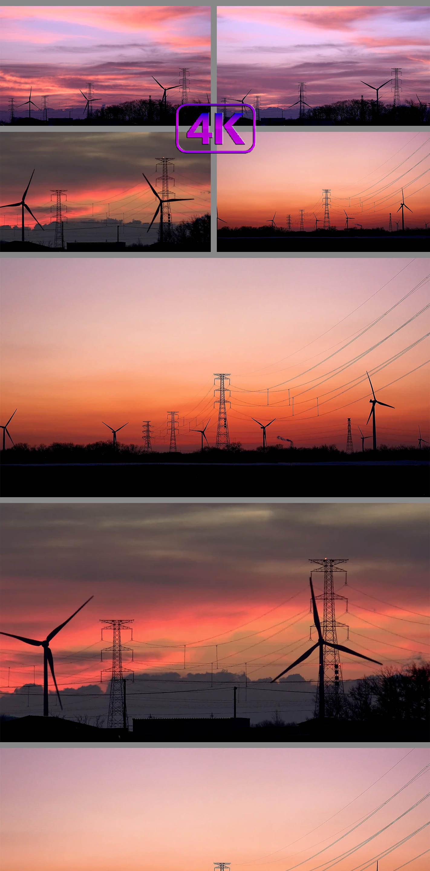 夕阳黄昏风力发电清洁能源风车特写