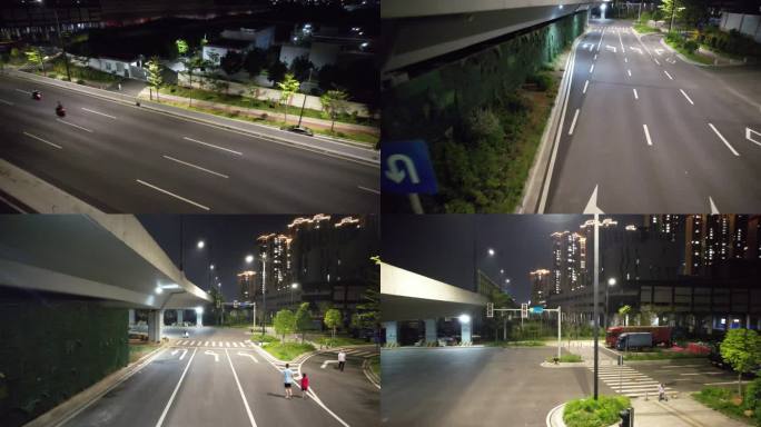 城市夜景车流公路夜跑纪录片通用素材