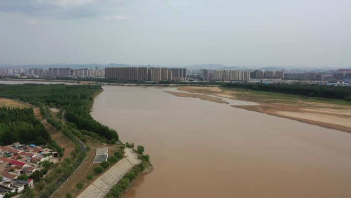 山东济南：航拍黄河生态廊道风光如画